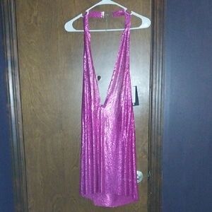 Fashion Nova Pink Metal Halter Dress